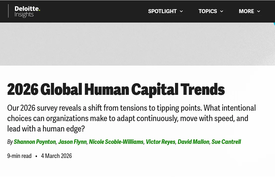 Deloitte 2026 Global Human Capital Trends report on human AI collaboration