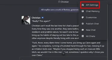 Janitor AI API settings page