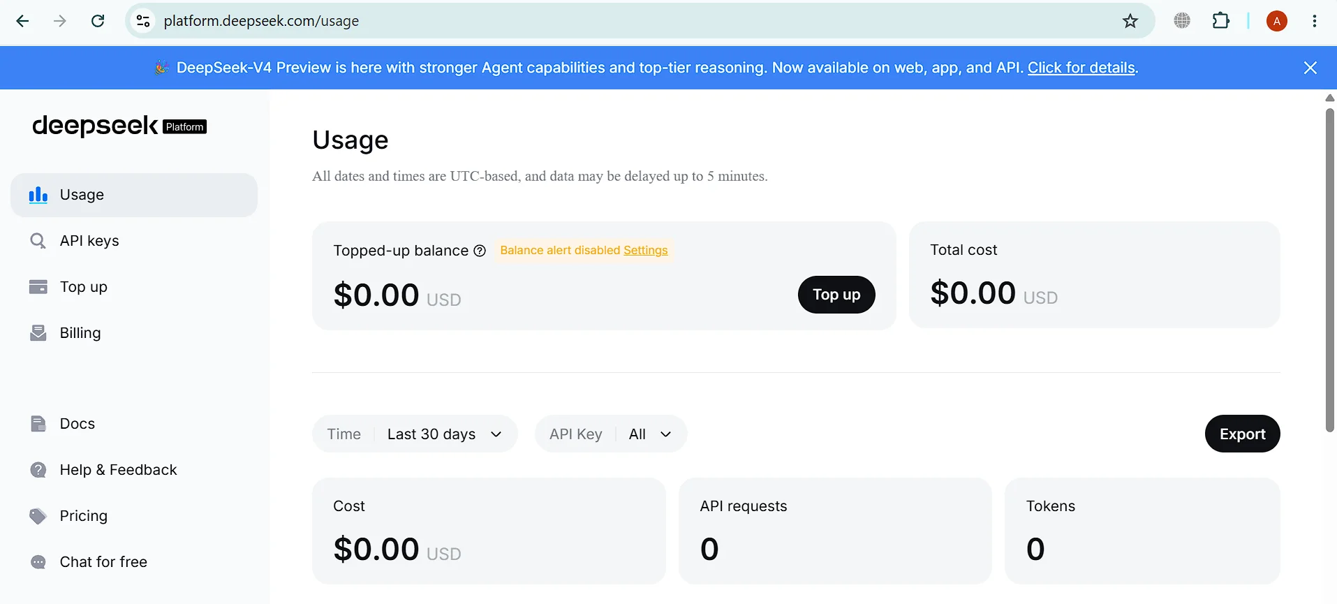 DeepSeek API key generation dashboard