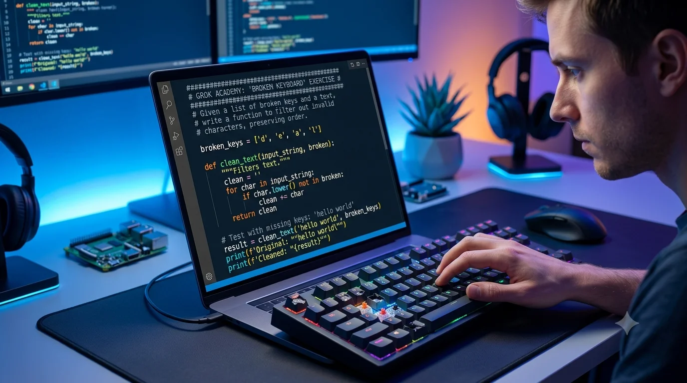 Broken Keyboard Grok Answer in Grok Academy Python Exercise