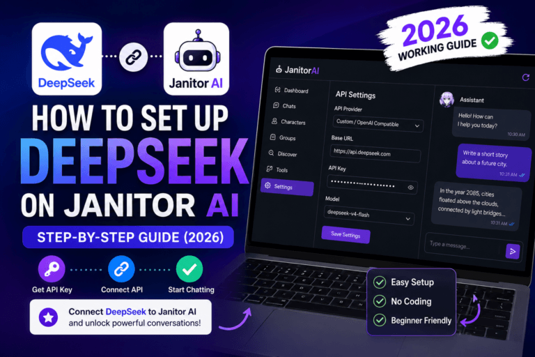 Janitor AI dashboard before connecting DeepSeek